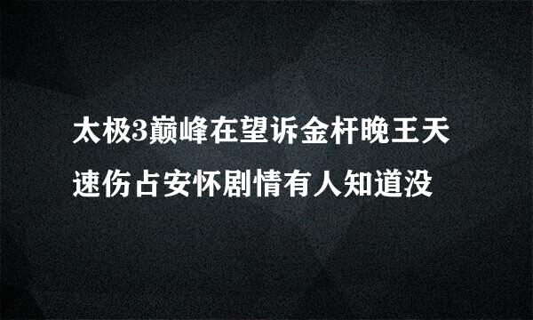 太极3巅峰在望诉金杆晚王天速伤占安怀剧情有人知道没