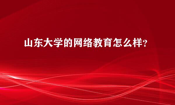 山东大学的网络教育怎么样？