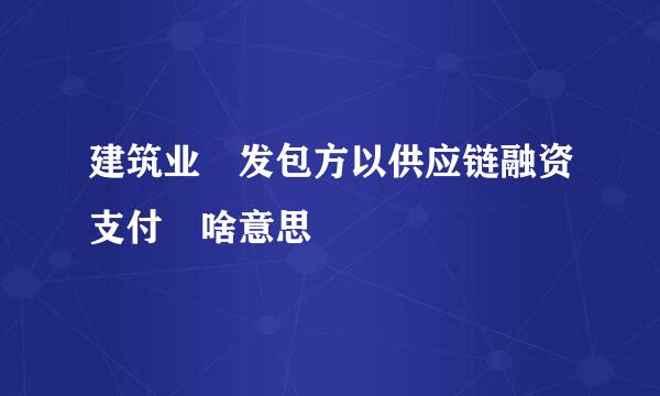 建筑业 发包方以供应链融资支付 啥意思