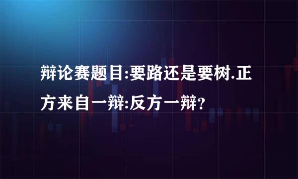 辩论赛题目:要路还是要树.正方来自一辩:反方一辩？