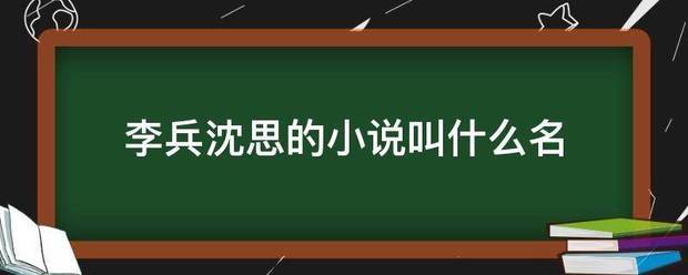 李兵沈思的小说叫什么名