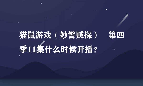 猫鼠游戏（妙警贼探） 第四季11集什么时候开播？