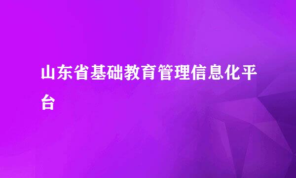 山东省基础教育管理信息化平台