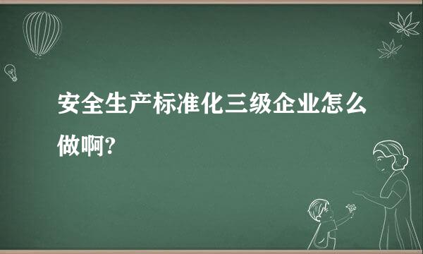 安全生产标准化三级企业怎么做啊?