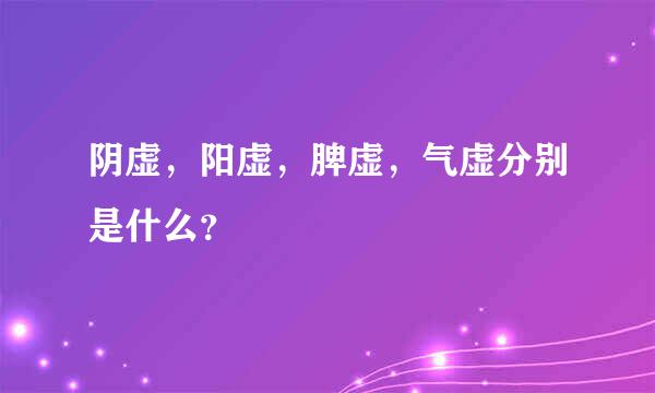 阴虚，阳虚，脾虚，气虚分别是什么？