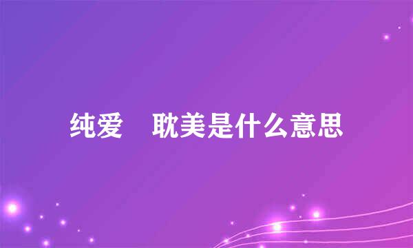 纯爱 耽美是什么意思