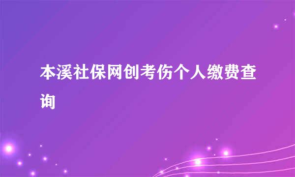 本溪社保网创考伤个人缴费查询