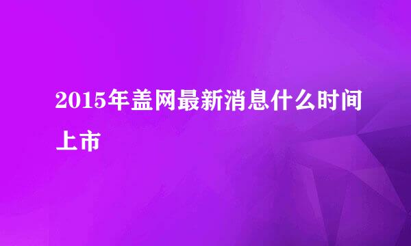 2015年盖网最新消息什么时间上市