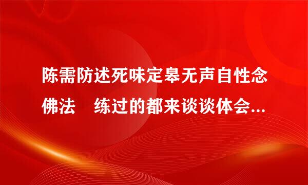 陈需防述死味定皋无声自性念佛法 练过的都来谈谈体会吧？可以吗？