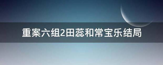 重案六组2田蕊和常宝乐结局