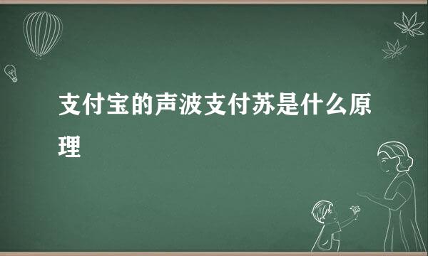 支付宝的声波支付苏是什么原理