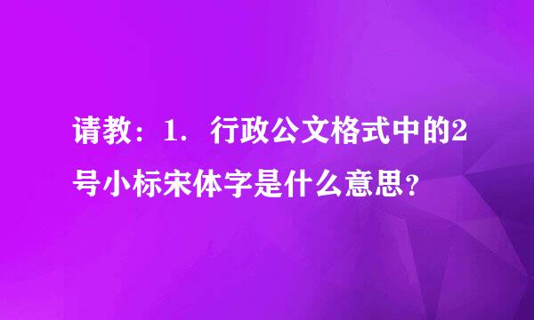 请教：1．行政公文格式中的2号小标宋体字是什么意思？