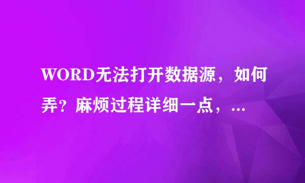 WORD无法打开数据源，如何弄？麻烦过程详细一点，谢谢了，最好一步步教着做，谢谢了。