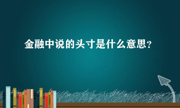 金融中说的头寸是什么意思？