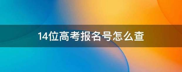 14位高考报名号怎么查