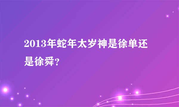 2013年蛇年太岁神是徐单还是徐舜？