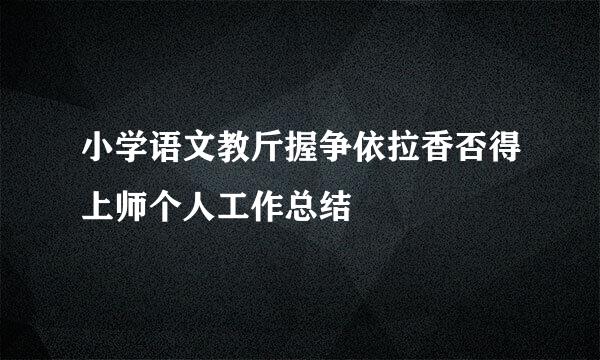 小学语文教斤握争依拉香否得上师个人工作总结