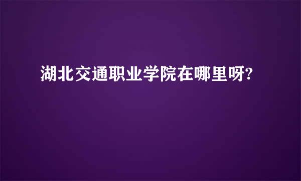 湖北交通职业学院在哪里呀?