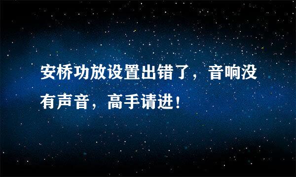 安桥功放设置出错了，音响没有声音，高手请进！