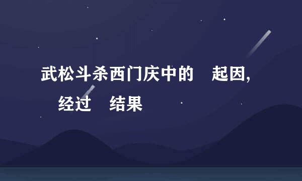 武松斗杀西门庆中的 起因, 经过 结果