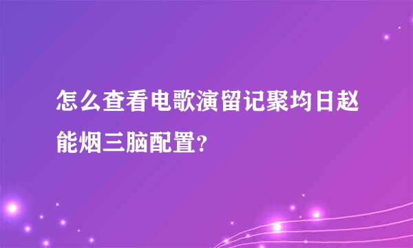 怎么查看电歌演留记聚均日赵能烟三脑配置？