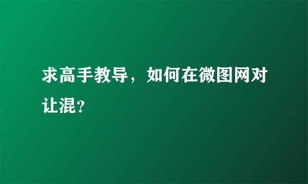 求高手教导，如何在微图网对让混？