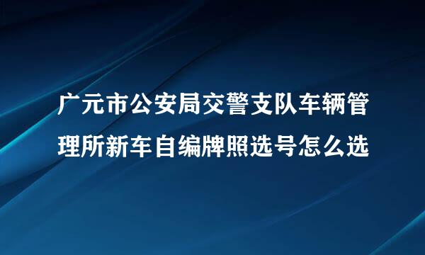 广元市公安局交警支队车辆管理所新车自编牌照选号怎么选