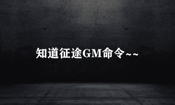 知道征途GM命令~~