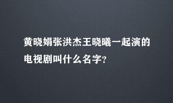 黄晓娟张洪杰王晓曦一起演的电视剧叫什么名字？