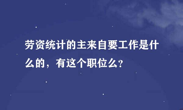 劳资统计的主来自要工作是什么的，有这个职位么？