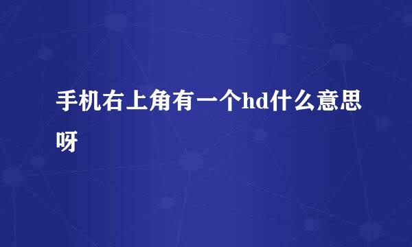 手机右上角有一个hd什么意思呀