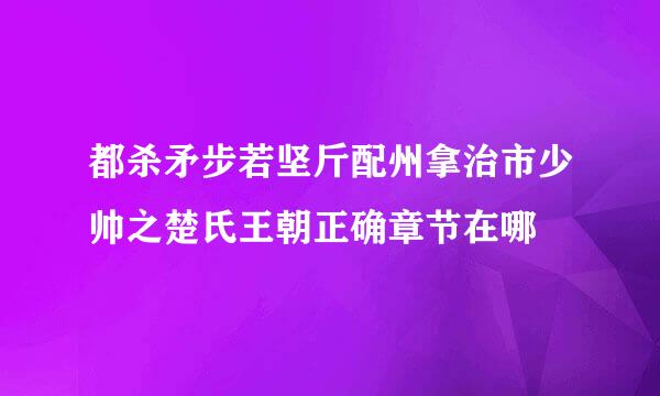 都杀矛步若坚斤配州拿治市少帅之楚氏王朝正确章节在哪