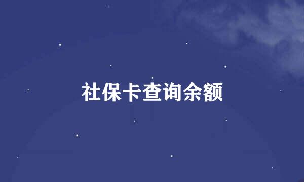 社保卡查询余额