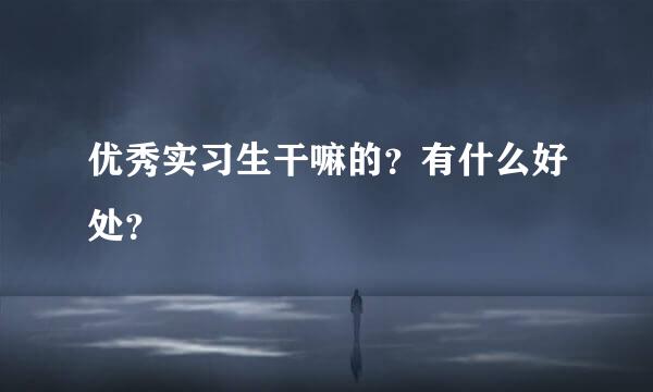 优秀实习生干嘛的？有什么好处？