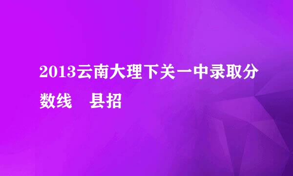 2013云南大理下关一中录取分数线 县招