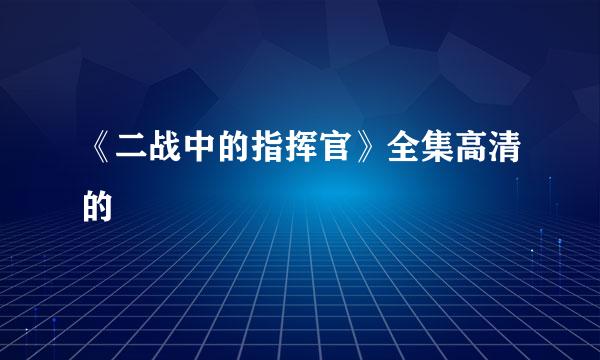 《二战中的指挥官》全集高清的