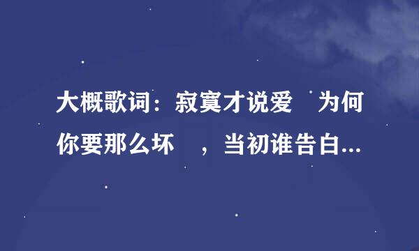 大概歌词：寂寞才说爱 为何你要那么坏 ，当初谁告白说爱永远不该...歌名是什么？