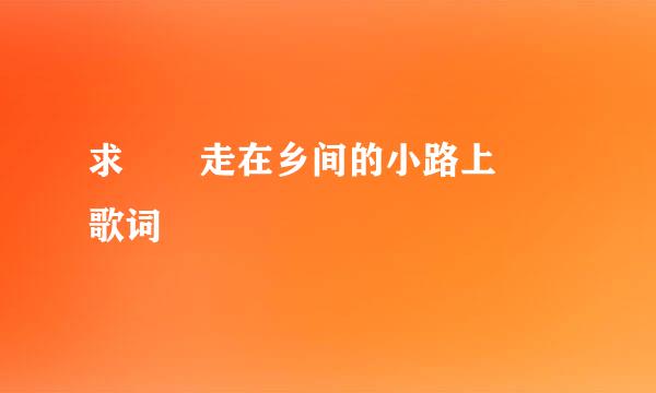 求  走在乡间的小路上  歌词