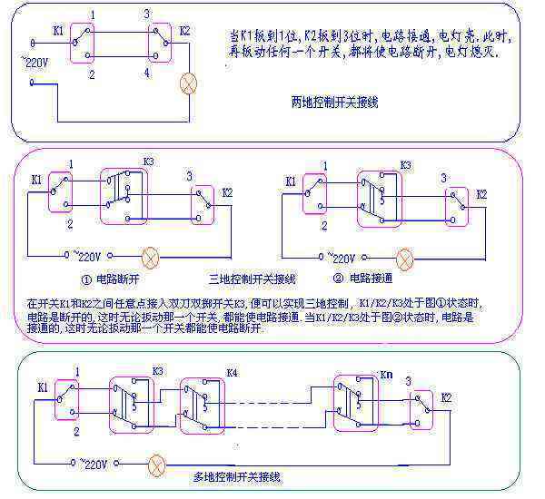 三联开关的接线图