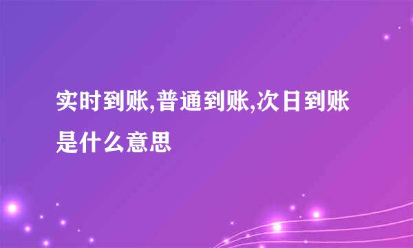 实时到账,普通到账,次日到账是什么意思