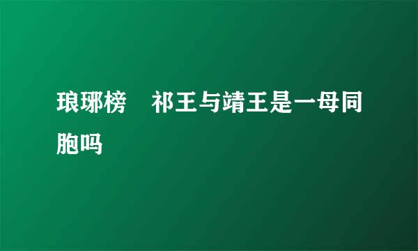 琅琊榜 祁王与靖王是一母同胞吗