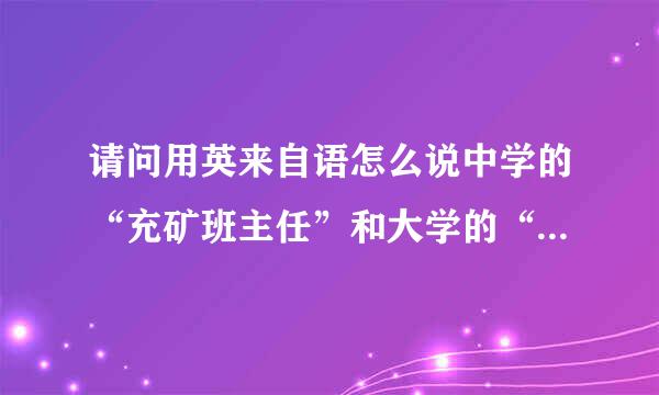 请问用英来自语怎么说中学的“充矿班主任”和大学的“辅导员”