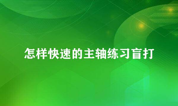 怎样快速的主轴练习盲打