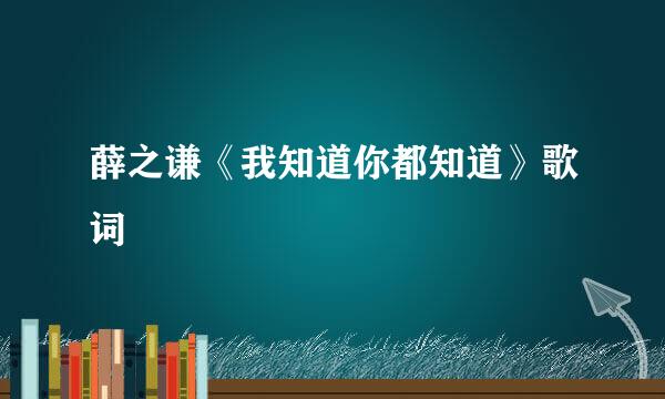 薛之谦《我知道你都知道》歌词