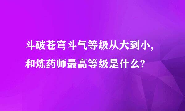 斗破苍穹斗气等级从大到小,和炼药师最高等级是什么?