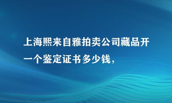 上海熙来自雅拍卖公司藏品开一个鉴定证书多少钱，