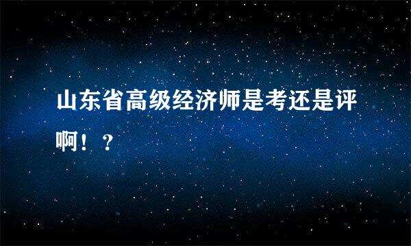 山东省高级经济师是考还是评啊！？