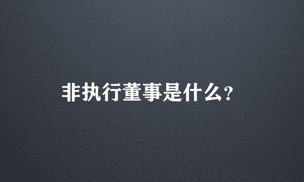 非执行董事是什么？