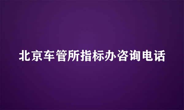 北京车管所指标办咨询电话