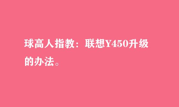 球高人指教：联想Y450升级的办法。